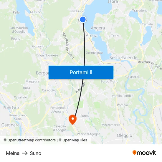Meina to Suno map