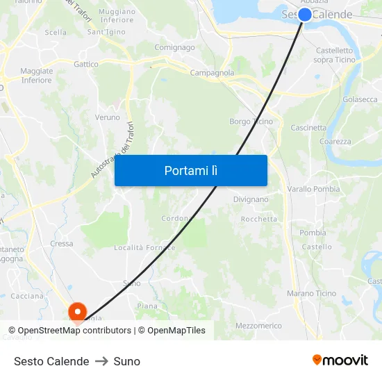 Sesto Calende to Suno map