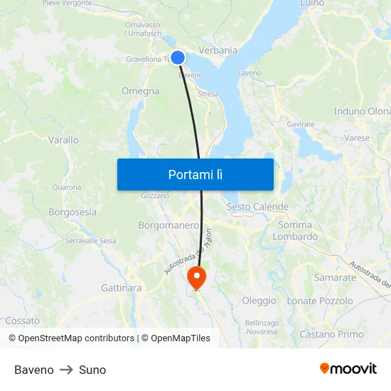 Baveno to Suno map