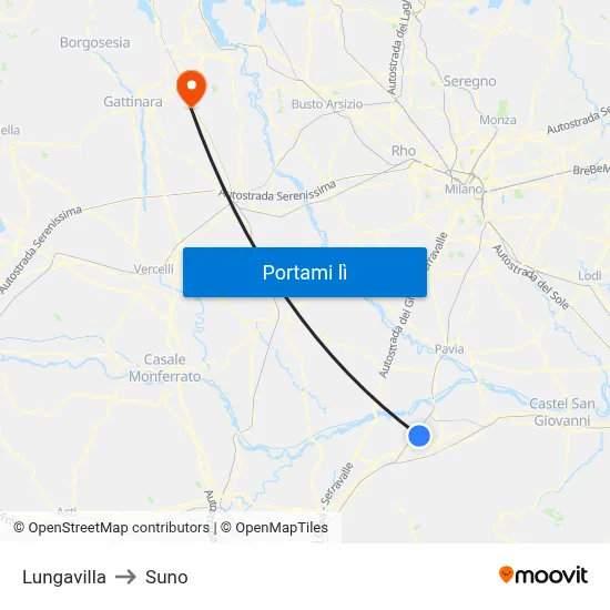 Lungavilla to Suno map