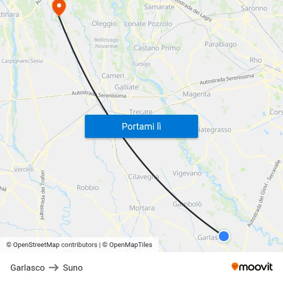 Garlasco to Suno map