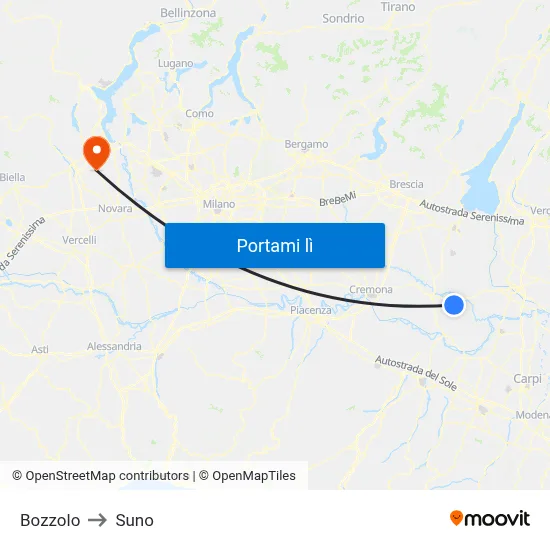Bozzolo to Suno map