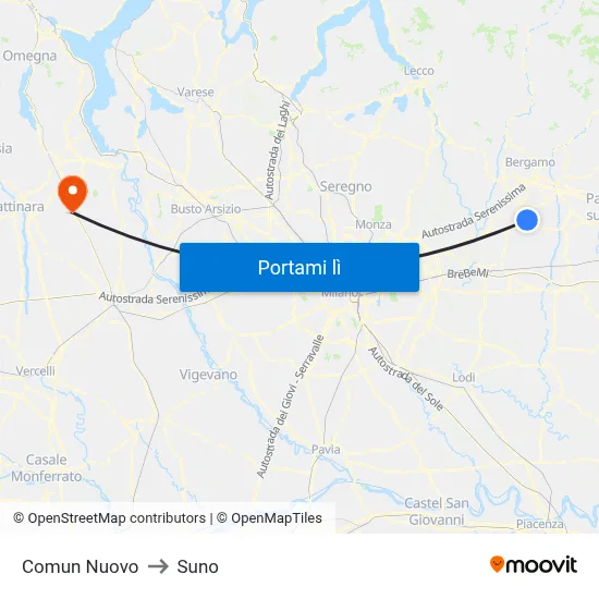 Comun Nuovo to Suno map