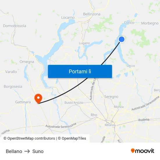 Bellano to Suno map