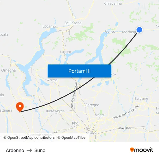 Ardenno to Suno map
