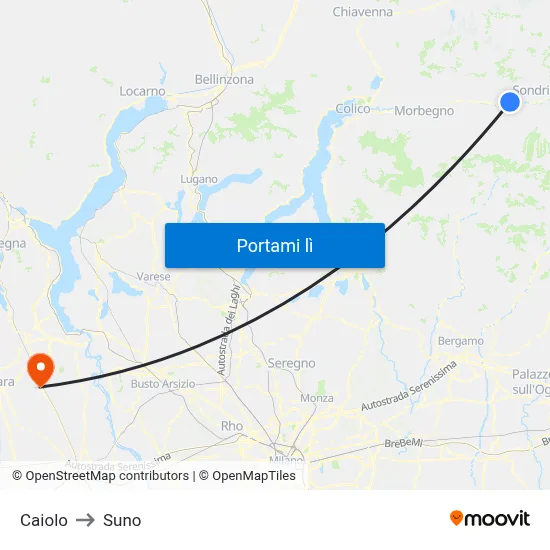 Caiolo to Suno map