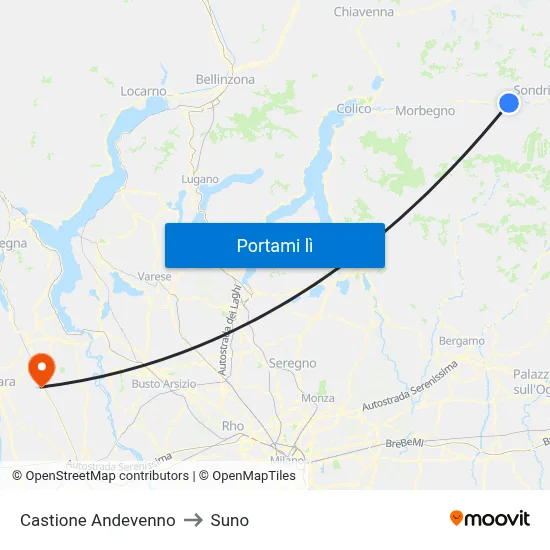 Castione Andevenno to Suno map