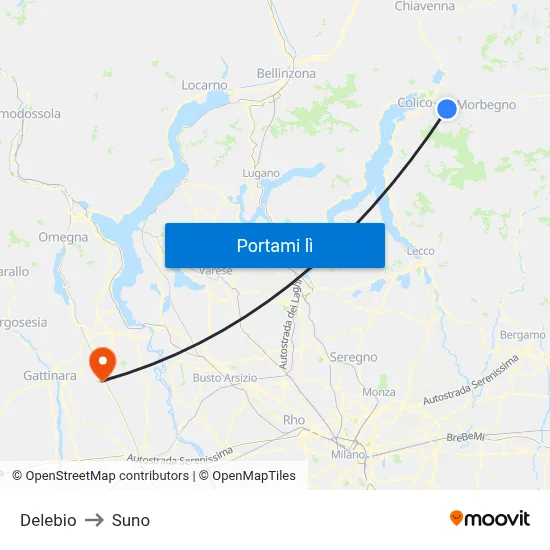 Delebio to Suno map
