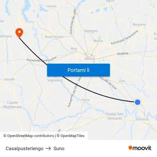Casalpusterlengo to Suno map