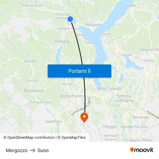 Mergozzo to Suno map