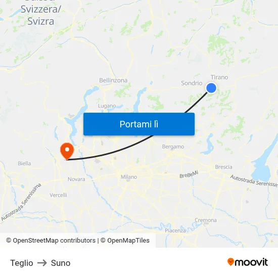 Teglio to Suno map