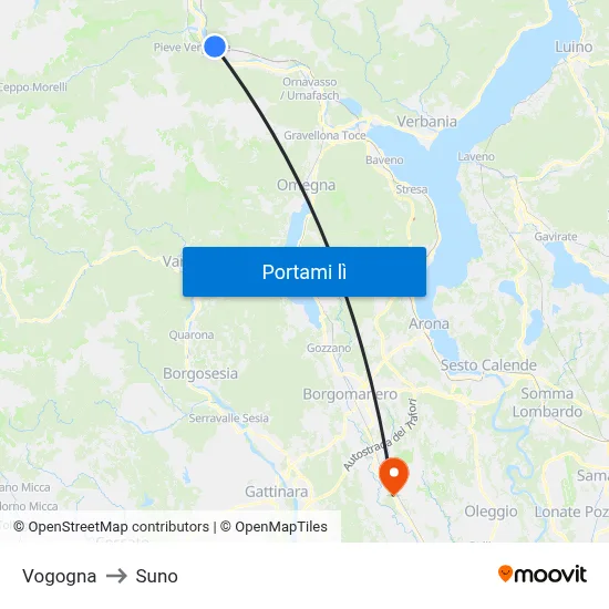 Vogogna to Suno map