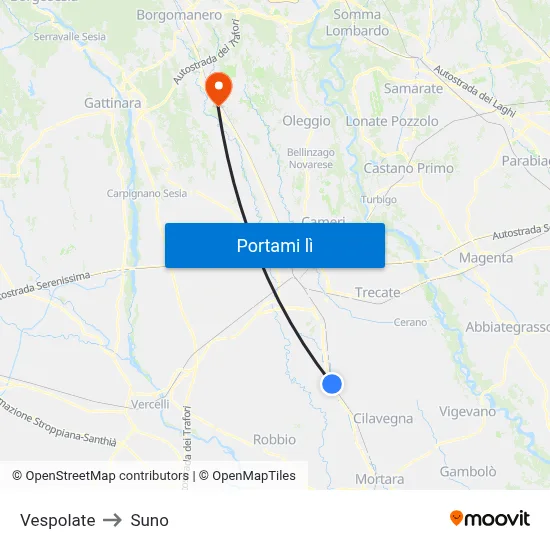 Vespolate to Suno map