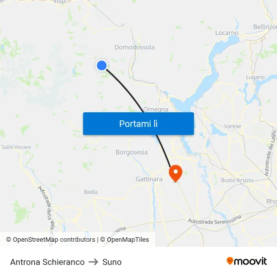 Antrona Schieranco to Suno map