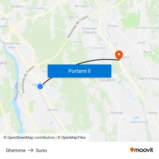 Ghemme to Suno map