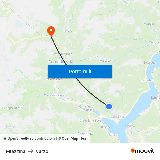 Miazzina to Varzo map