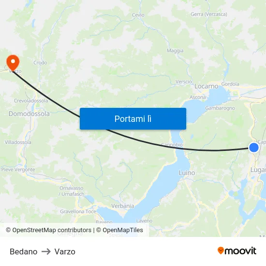 Bedano to Varzo map