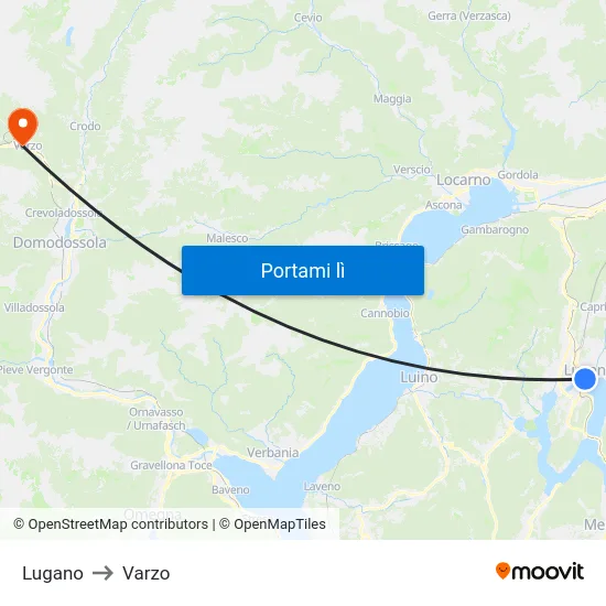 Lugano to Varzo map