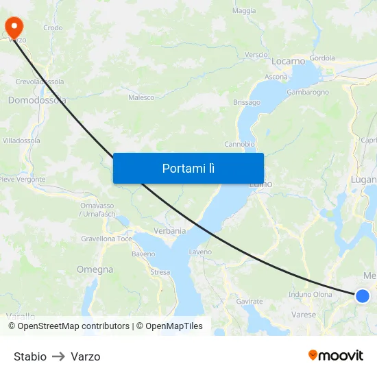 Stabio to Varzo map