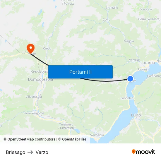 Brissago to Varzo map