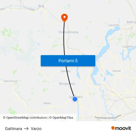 Gattinara to Varzo map