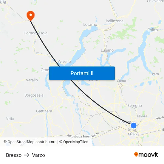 Bresso to Varzo map