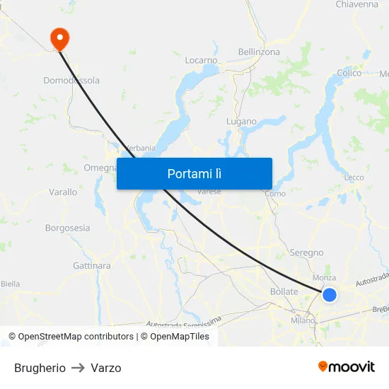 Brugherio to Varzo map