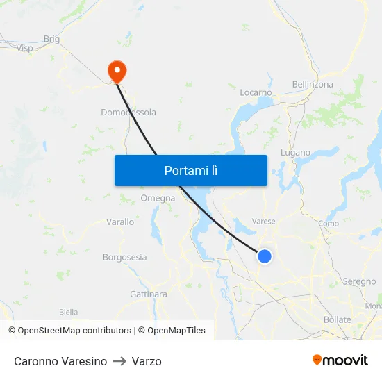 Caronno Varesino to Varzo map