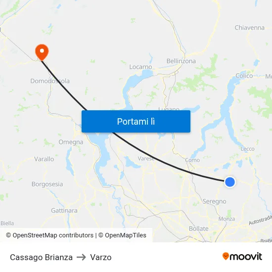 Cassago Brianza to Varzo map