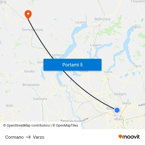 Cormano to Varzo map