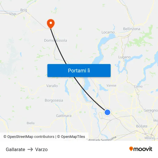 Gallarate to Varzo map