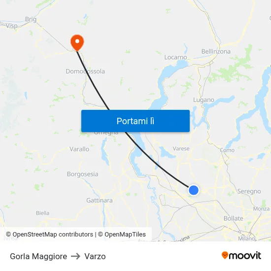 Gorla Maggiore to Varzo map