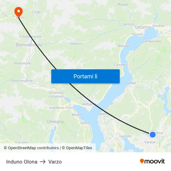 Induno Olona to Varzo map