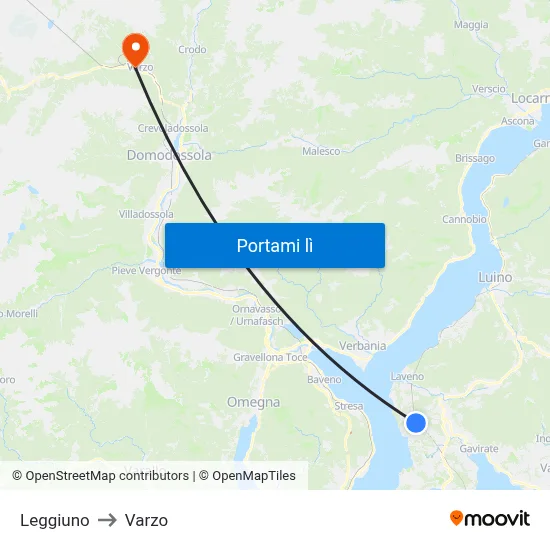 Leggiuno to Varzo map