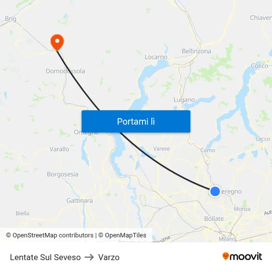 Lentate Sul Seveso to Varzo map