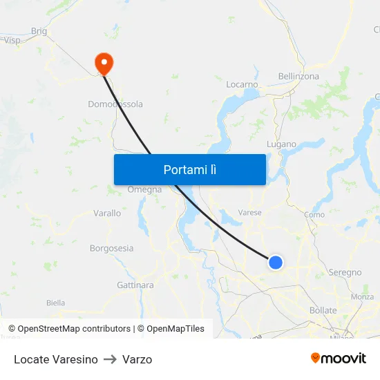 Locate Varesino to Varzo map