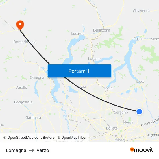 Lomagna to Varzo map