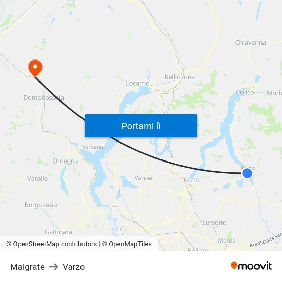 Malgrate to Varzo map
