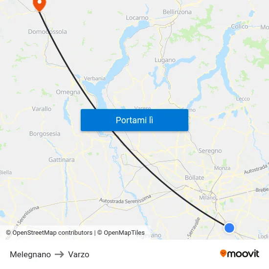 Melegnano to Varzo map