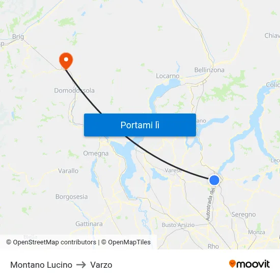Montano Lucino to Varzo map