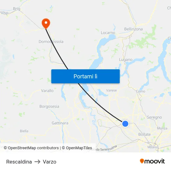 Rescaldina to Varzo map