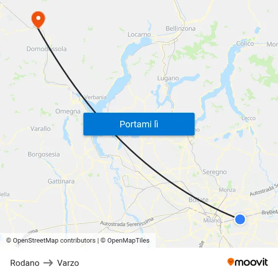 Rodano to Varzo map