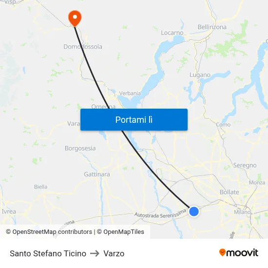 Santo Stefano Ticino to Varzo map