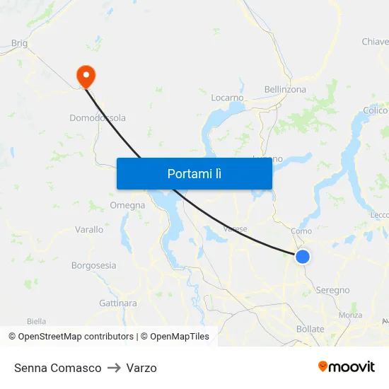 Senna Comasco to Varzo map