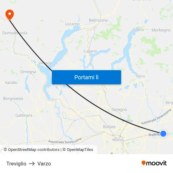 Treviglio to Varzo map