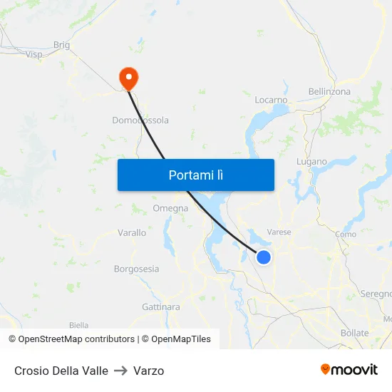 Crosio Della Valle to Varzo map