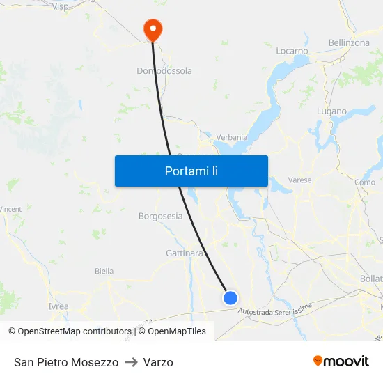 San Pietro Mosezzo to Varzo map