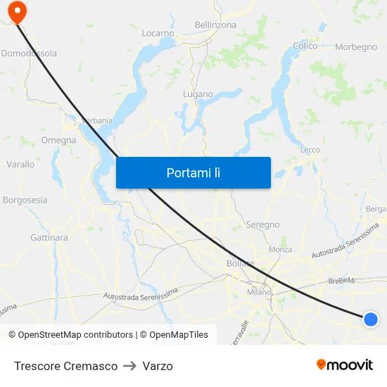 Trescore Cremasco to Varzo map