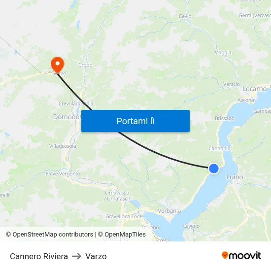 Cannero Riviera to Varzo map