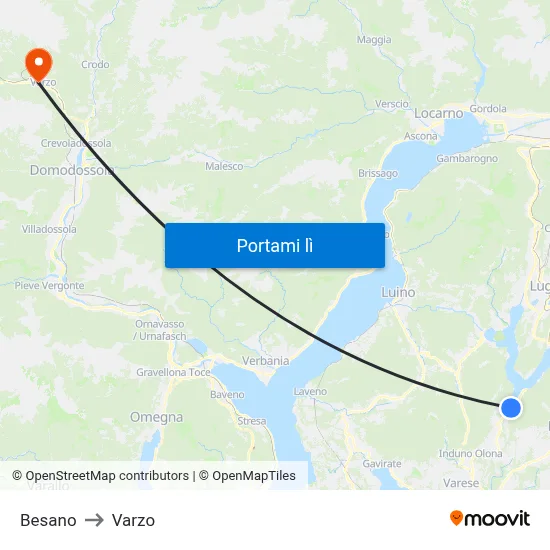 Besano to Varzo map